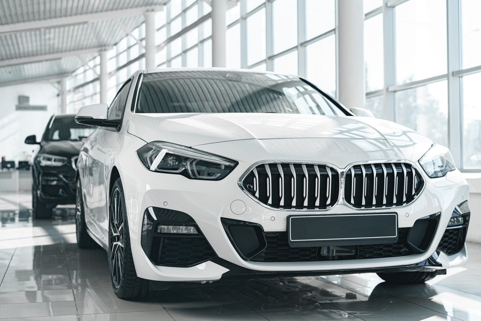 Radiator grille of a new luxury car. High quality photo